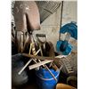 Image 1 : Quantity of rakes/shovels/sledgehammers etc and steel barrel
