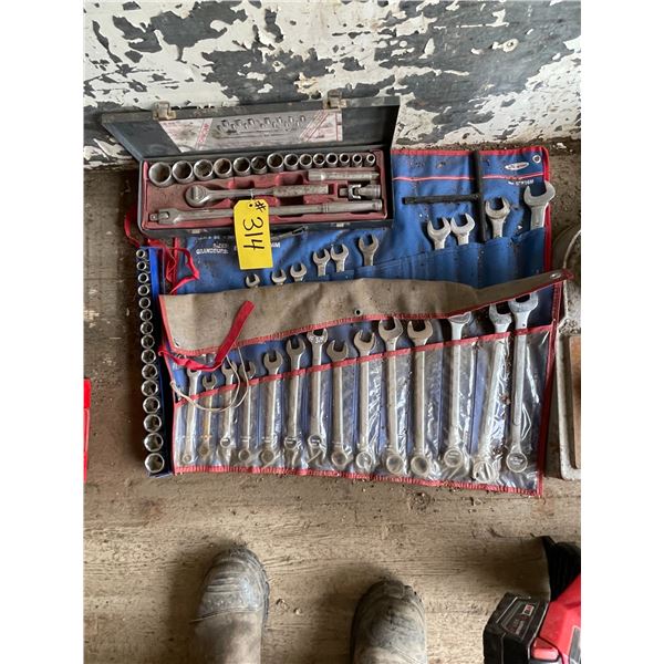 1/2" drive socket set and quantity of combination wrenches