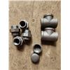 Image 17 : Misc brass saddle, curb/main stops and pipe fittings, unions and black pipe couplers