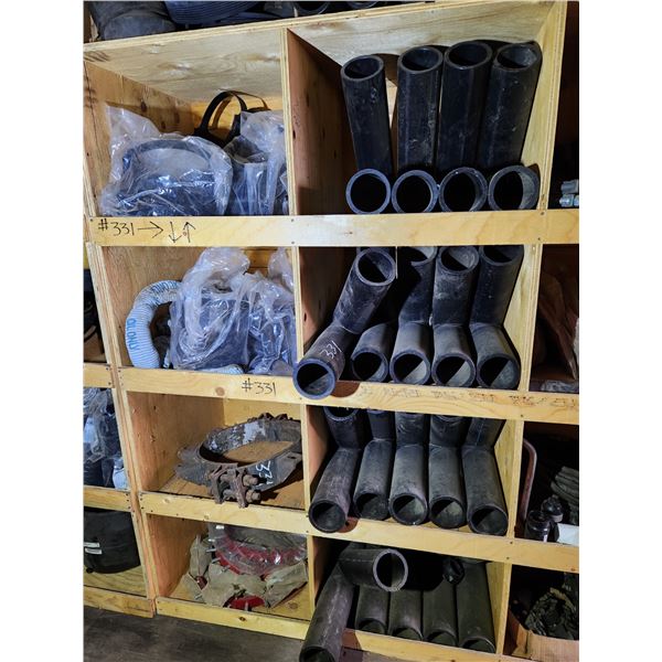 Three HYMAX repair couplings (2- 8", 1-10") HDPE fittings, electrofusion saddles, restraint clamps, 