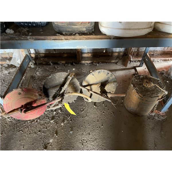 Oil pail transfer pumps and baler twine