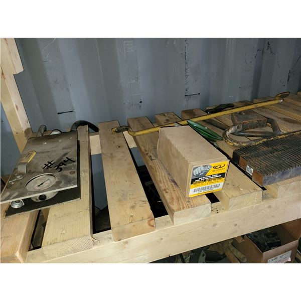 Misc parts, rack for pinion, engine fan and aux hyd pipe mounting hardware