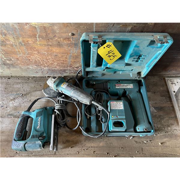 Makita - Jigsaw 4329 Runs, Angle Grinder GA5030 Runs and Cordless Drill 6095D As Is