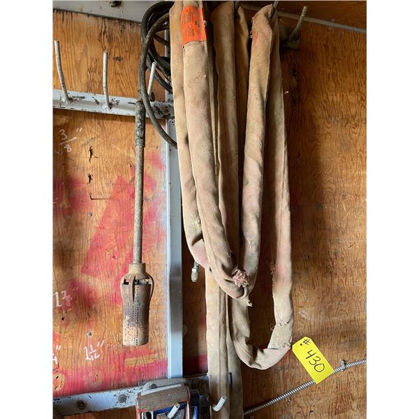 Water hose, welding lead, lifting sling and propane torch