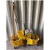 Image 1 : Two RUBBERMAID Commercial buckets with wringers and Mops