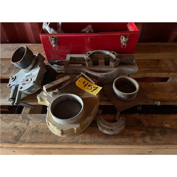 Positive air shut-offs and toolbox of Sherman Riley cable jetter parts