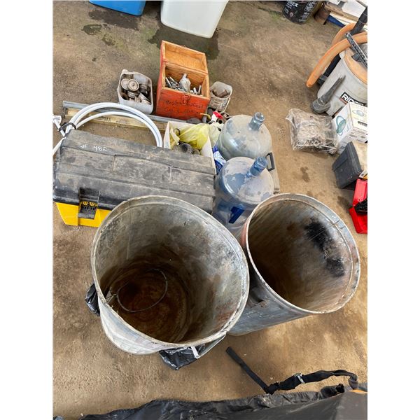 Misc parts, gauges and trash cans