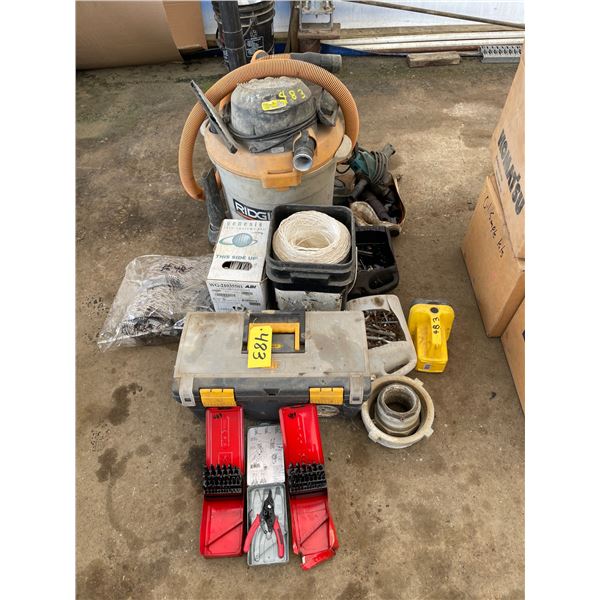 Misc tools parts, cabling and Shop vac Runs