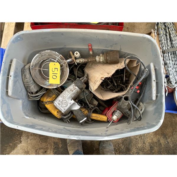 Misc air and power tools/drill bits. All hand tools Run except for 5" grinder
