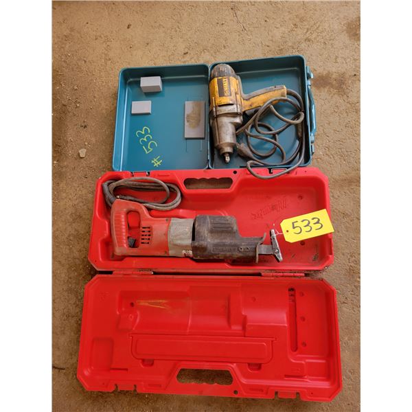 Corded 1/2" impact Runs and Reciprocating Saw Runs