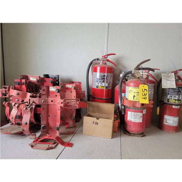 Quantity of fire extinguishers and mounting brackets
