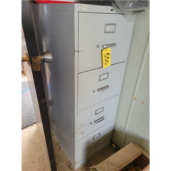 Four drawer filing cabinet c/w files