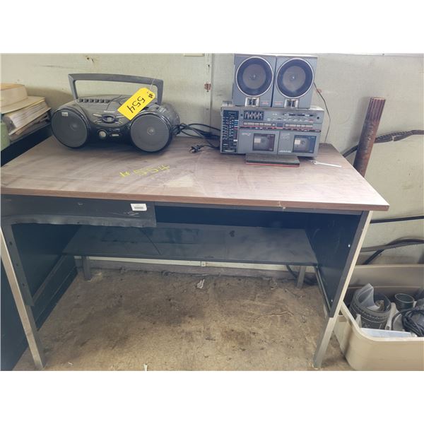 Desk with portable tape players