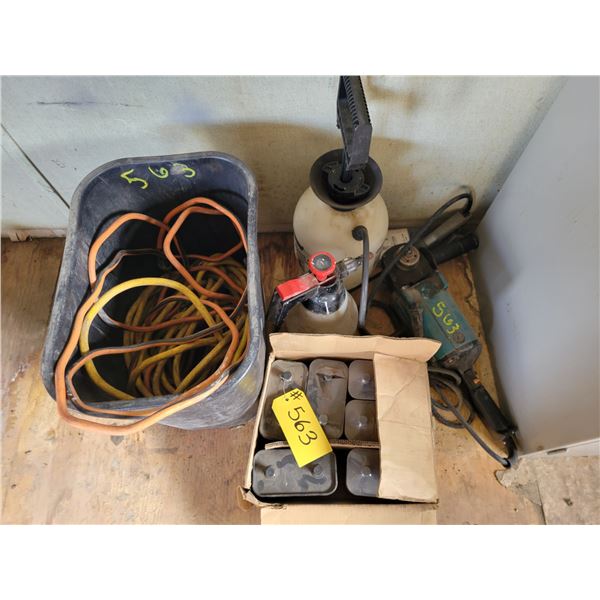 Extension cords, 6V batteries and sprayers