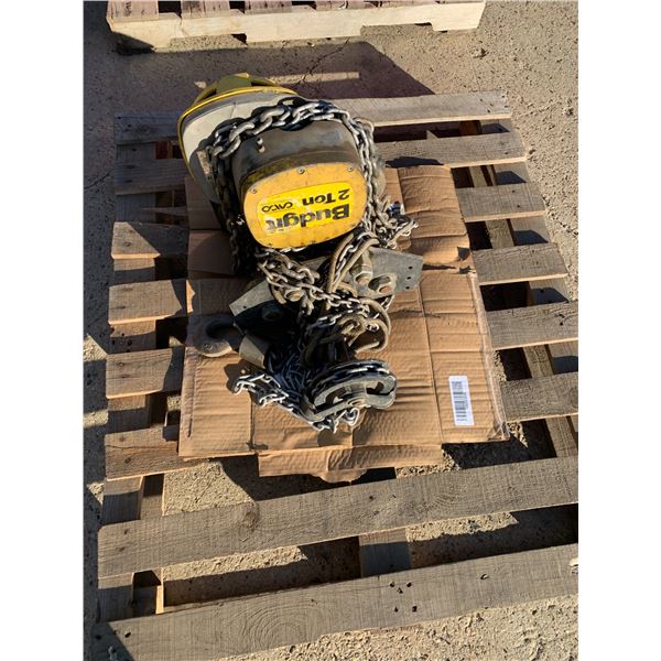 Chain Hoist, 2-Ton. Ph Rick (780) 531-2779. From Hwy 825 East on Boysdale Rd & South 1 mile on 224