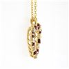 Image 4 : NEW 14K Gold 1.50 ctw Alternating Round Diamond & Ruby Open Heart Pendant w/ Cha