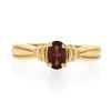 Image 4 : Simple 14K Yellow Gold Oval Prong Set Garnet w/ Grooved Sides Solitaire Ring