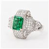 Image 2 : 2.55 ctw Emerald and 2.40 ctw Diamond Platinum Ring