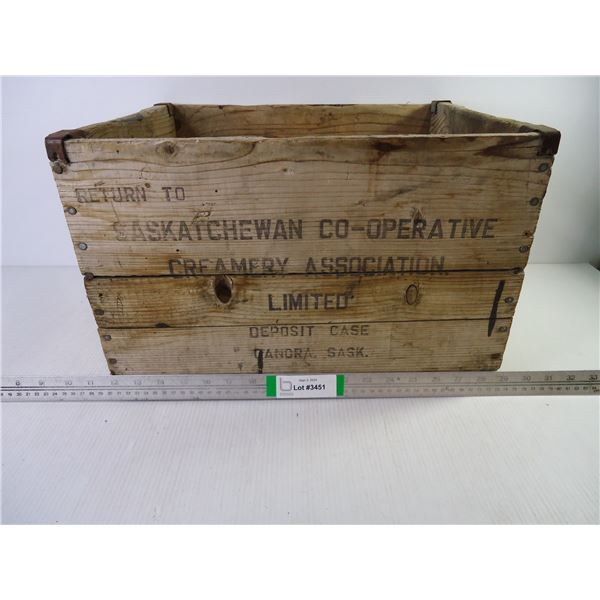 Vintage Wooden Glass Bottle Crate-Sask. Co-Operative Creamery