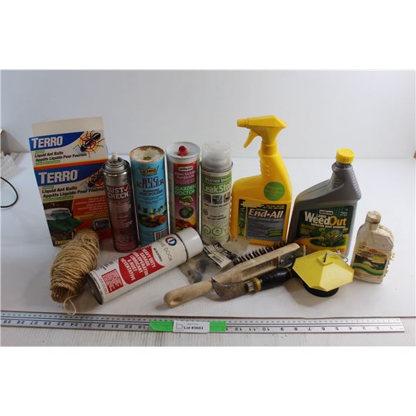 Assorted Anti Bug and Weed Killer Sprays and Assorted Items
