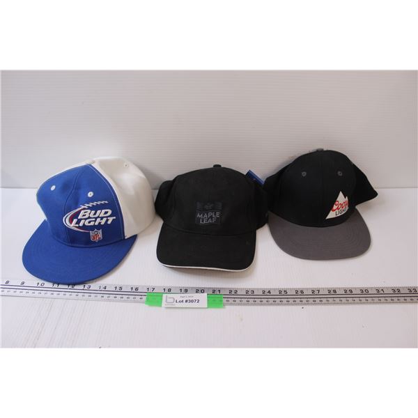 (3) Baseball Hats: Bud Light, Maple Leaf, Coors Light