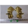 Image 1 : (2) Brass Candle Wall Sconces - 7.5" x 4"