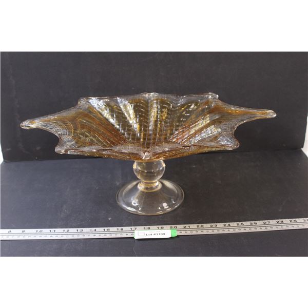 Vintage Amber & Clear Art Glass - 20" x 7"