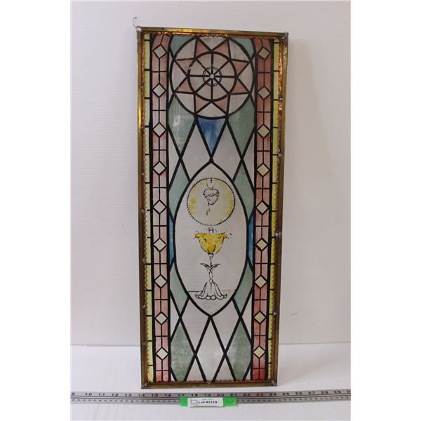 Painted Stained Glass-Like Art - 27" x 11" - Some Wear