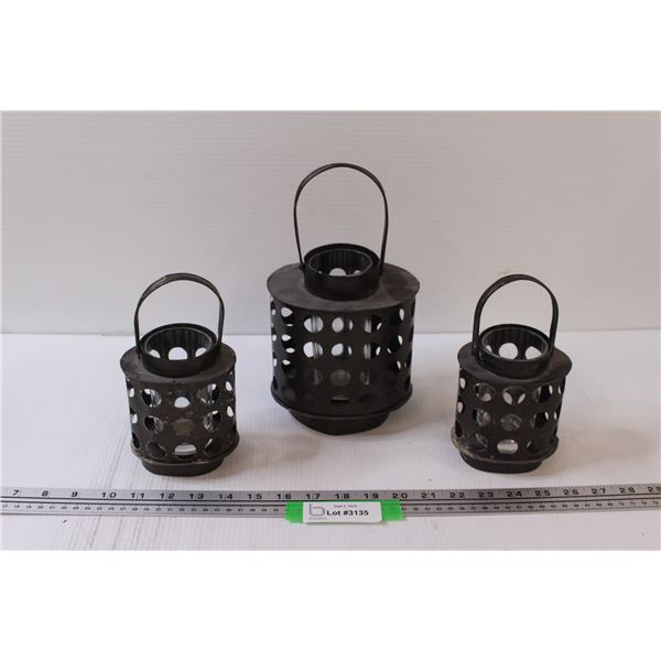 Set of Three Rustic Candle Holders