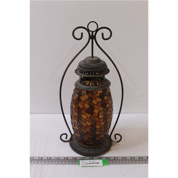 Mosaic Glass Candle Lantern - 15" Tall