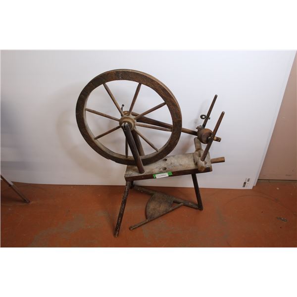 * Antique Spinning Wheel - 36" x 30" - Some Wear, Peddle Missing Parts?