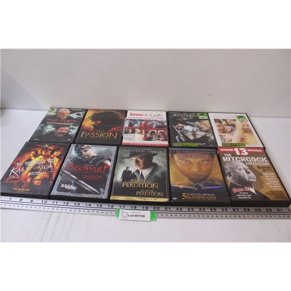(10) DVDs: Passion of the Christ, Love Actually, Appaloosa, Hitchcock, Aviator, Misc.