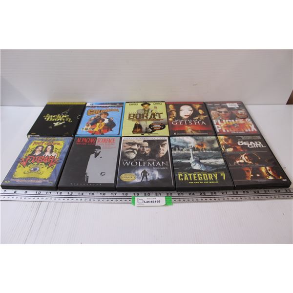 (10) DVDs: Scarface, Austin Powers, Borat, Wolfman, Flight of the Phoenix, Misc.