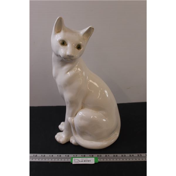 Siamese Cat Statue/Home Decor - 13" Tall x 10" - Has Chip on Ear