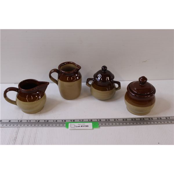 (2) Creamer Crocks, (2) Sugar Crocks