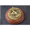 Image 4 : (2) Royal Winchester 4" Decorative Plates, Compass on Wood Pedestal, Map Metal Container
