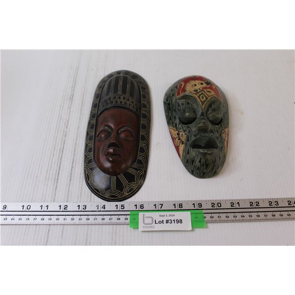 (2) African Wooden Masks - 10" & 8"