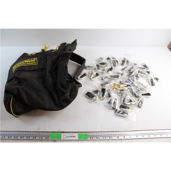 PowerWeld Bag and (10+) Assorted Carabiners