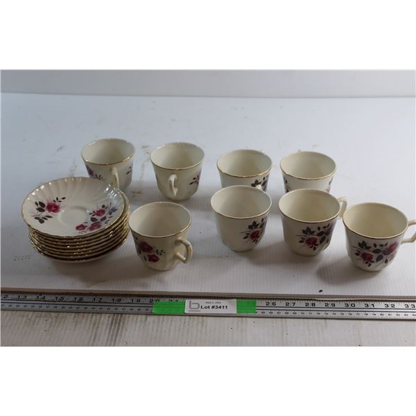 (8) Ridgeway Tea Cups and Saucers