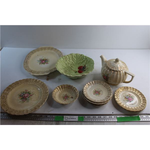 Partial Tea Set and Carltonware Salad Bowl