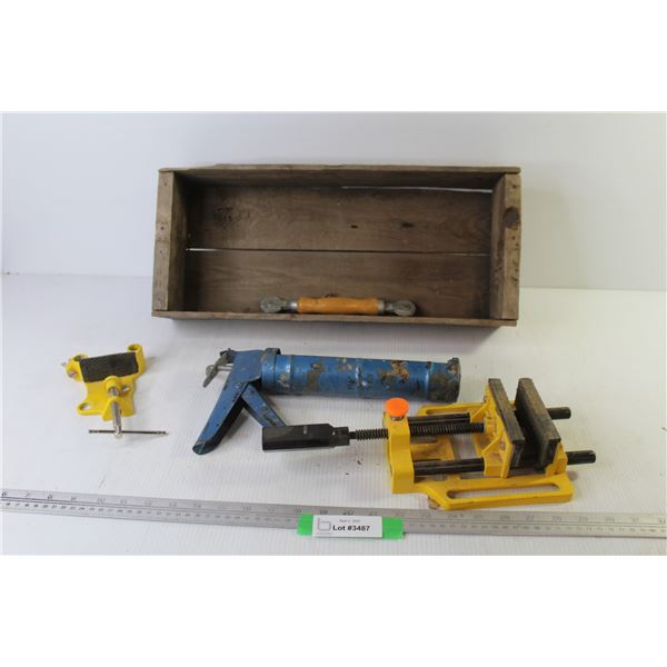 Wooden Crate - Chalking Gun - (2) Clamps - Screen Repair Tool