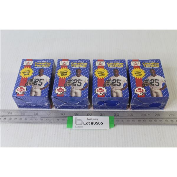 (4) Packages of All World Canadian Football Player Trading Cards - Sealed