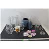 Image 2 : (9) Glass Vases, (2) Ceramic Vases, Oh Thit Mug, Hello Kitty Foam Stickers, Assorted Glassware