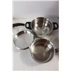 Image 4 : (4) Pots, Strainer Pot, Fryer Basket, Kitchen Strain Pour Spoon, Punch Bowl Ladle