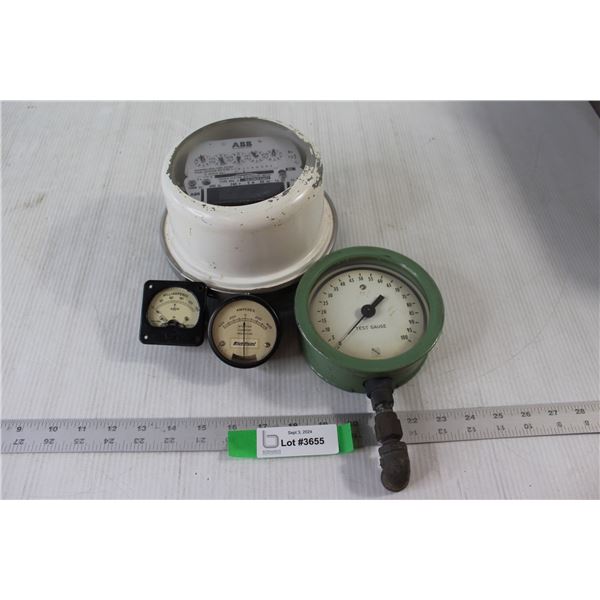 Ashcroft Test Pressure Gauge 100PSI, ABB Watthour Meter, Milliamperes Meter, Amperes Meter