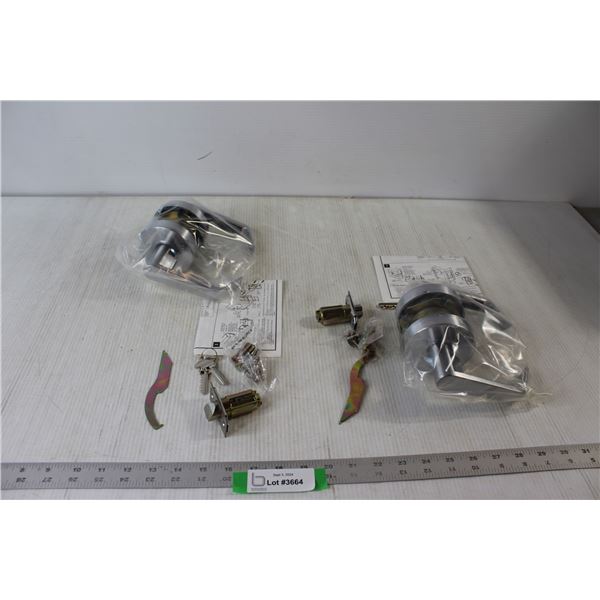 (2) Door Handle With Lock Set - New