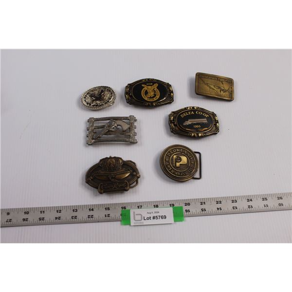 (7) Vintage Belt Buckles - TransCanada Pipelines, Crown Royal, Delta Co-Op etc.