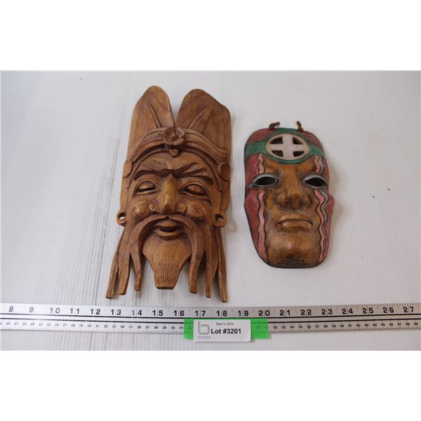 (2) Wooden Masks: Balinese & African Mask