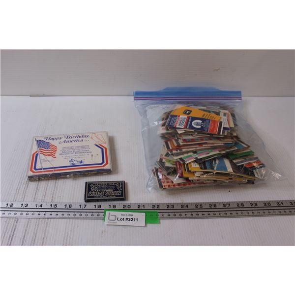 (2) Happy Birthday America Matches (Intact, in Case) & Match Book Covers Lot - Assorted
