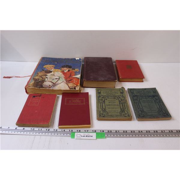 (7) Vintage Books: Edgar Allen Poe, Collins Children's Story Book, General Chemistry, Misc.